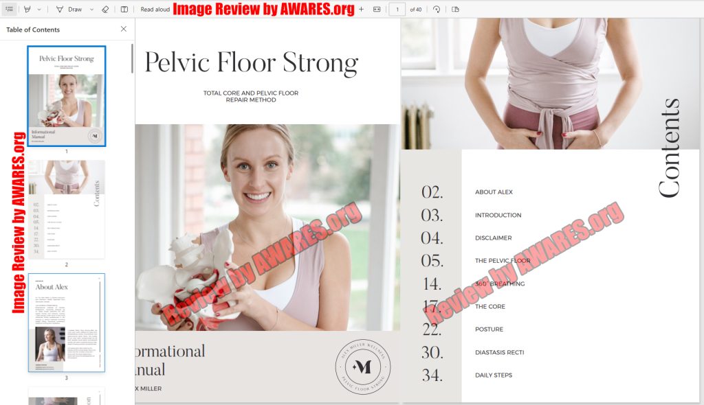 pelvic floor strong manual - table of contents